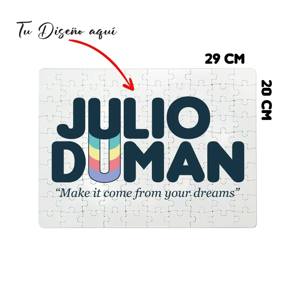 Rompecabezas personalizado de 120 piezas con diseño propio 20x29 cm.